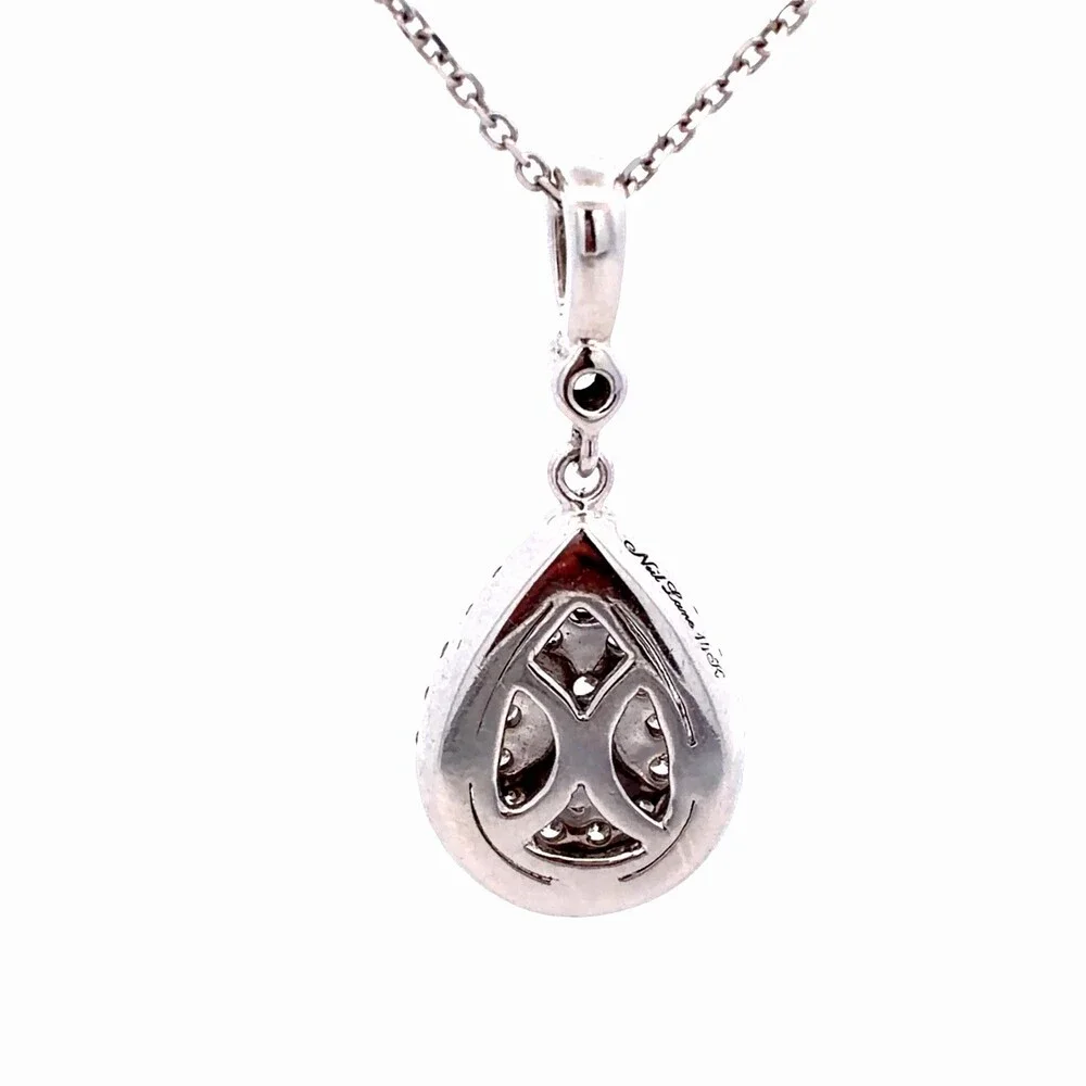 Neil Lane 14K White Gold Diamond Triple Layer Pear Halo Dangle Pendant Necklace